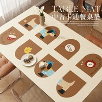 全城熱賣 - 美拉德棕色小狗pvc皮革餐桌墊防水防油免洗可桌布隔熱防燙桌墊子羅棕0160*60cm【防水防油】