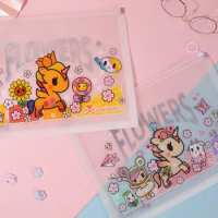 20 pcs/lot Cartoon Unicorn Ring Pencil case Cute Storage Bag Stationery Pouch Pen bags School Supplies Promotion Gift