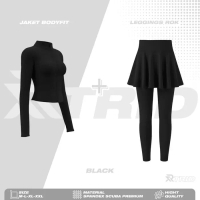 THEREAL.ID - 2 IN 1 Setelan olahraga Wanita Jaket Bodyfit  Lagging Rok Nyaman Elastis Gym Running - 