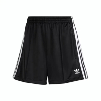 【adidas 愛迪達】Firebird Short 女 短褲 休閒 復古 三葉草 寬鬆 拉鍊口袋 黑白(IU2425)