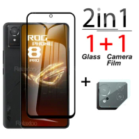 2in1 Black Edge Tempered Glass For Asus ROG Phone 8 Pro 5G Camera Lens Film For Asus phone8pro phone8 8Pro Full Cover Glass Film