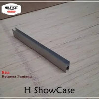 REL H Profil Aluminium Sambungan Kaca Etalase / Rel Pintu Sliding Lemari Kabinet Kaca (Per Meter) 10