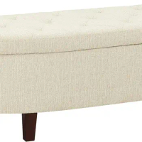 OSP Home Furnishings Jaycee 60 Inch Storage Bench with Soft-Close Hinge, Linen Fabric
