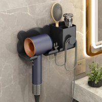 Wall Mounted Hair Dryer Holder For Dyson Bathroom Shelf without Drilling Plastic Hair Dryer Stand Bathroom Organizer