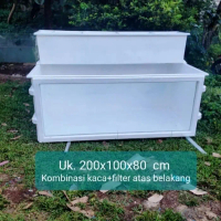 KOLAM IKAN FIBER FILTER  UK 200X100X80 CM + KACA + FILTER ATAS BELAKANG FIBERGLASS