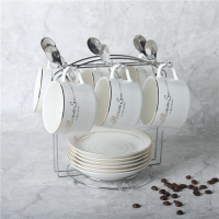 歐式陶瓷杯咖啡杯套裝 創意簡約家用咖啡杯子 送碟勺架子