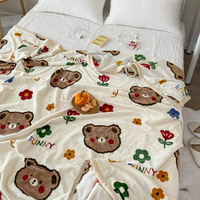 小熊夏季薄款毛毯被子珊瑚絨午睡辦公室沙發小蓋毯子法蘭絨毛巾被 免運