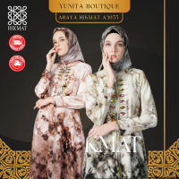 Abaya Hikmat Fashion A3055 Original Abaya Motif Bunga Brown Green