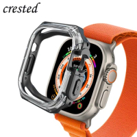 TPU+PC case for Apple Watch ultra 1 2 49mm Cover Transparent Protector Bumper iWatch series 9 8 SE 7 6 44mm 40mm 45mm 41mm Case