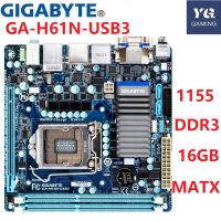MINI-ITX ITX Gigabyte GA-H61N-USB3 H61, LGA 1155, DDR3, 16GB, บอร์ดเดสก์ท็อปมือสอง, ผ่านการทดสอบอย่า