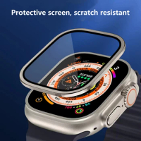 HD Tempered Glass Film Case For Apple Watch Ultra 49mm Aluminium Alloy Metal Frame Screen Protector For iWatch Ultra 49mm Cover
