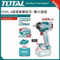 【TOTAL】高扭力無刷鋰電衝擊板手 500N.m UTIWLI2050(電動板手機 輕鬆打轎車)