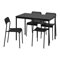 SANDSBERG/ADDE 餐桌附4張餐椅, 黑色/黑色
