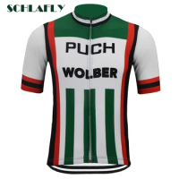 Retro 1981 Puch Wolber Cycling jersey short sleeve summer bike wear jersey pro road jersey cycling clothing schlafly green