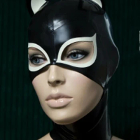 Latex Mask Rubber Unisex Hood Cosplay Cat Ear woman Back Zipper Rubber Fetish Cosplay Mask Latex Headgear Customized XS-XXL