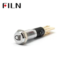 FILN 8mm Car dashboard silver shell Low beam marking C37 12v led indicator light with Solder foot