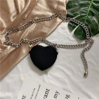 Heart Chain Mini Waist Bag Punk Style Metal Waist Chain Korean Version Detachable Belt Small Bag Dec