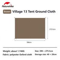 New Naturehike VILLAGE-13 Tent Floor Cloth Moisture-Proof Cloth Deep Coffee Ground Cloth 3-4 People Hut Oxford Cloth 398x275.5cm