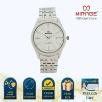 Mirage Jam Tangan Pria Analog 8779 M Silver Original Stainless Plat Putih