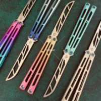 Baliplus Tsunami Clone Anodized Custom Color Titanium Channel Handle Butterfly Knife Balisong Trainer Folding EDC Hand Tools