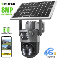 4G WiFi Solar Camera Dual Lens Outdoor Wireless PTZ IP Cam Security Protection Rechargeable Battery CCTV Video Surveillance