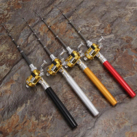 Fishing Rod Reel Combo Set Mini Telescopic Pocket Pen Fishing Rod Pole Fishing Rod Spinning Reel Com