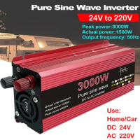 Pure Sine Wave Inverter DC 24V To AC 220V Voltage 1000W 1600W 2200W 3000W Transformer Power Converter Solar Car Inverter