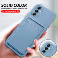 Silicone Soft Card Wallet Case For Samsung Galaxy A54 5G SM-A546B Samsng A 54 54A 2023 Camera Protect Bumper Phone Cover Fundas