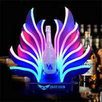 Peacock Tail Glowing Wine Bottle Presenter LED Lighted Liquor Bottle Display Shelf VIP Serving Tray For Bar Party Lounge