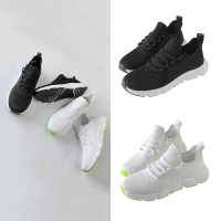 預購 FUFA Shoes 富發牌 流線飛織輕盈男款休閒鞋-黑/白 2AL009(休閒鞋/運動鞋/健走鞋/慢跑鞋)
