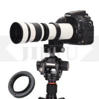 JINTU White 420-800mm F/8.3-F16 MF Manual Telephoto Zoom Camera Lens +T2 for CANON EOS M M1 M2 M3 M4 M5 M6 M10 M50 M100 Camera