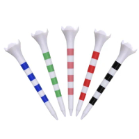 New 20pcs/Bag Plastics Golf Tees With Red/Black/Blue/Pink/Green Stripe Mark Scale 70/83mm 2 Size Colorfull Golf Ball Holder