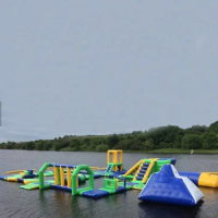 New Floating Inflatable Water Park For Lake / Aqua Inflatable Water Games Manufacturer for sale