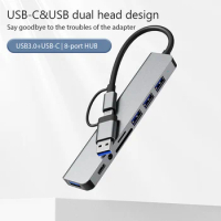 8 In 2 USB HUB With Splitter Card Reader,USB C Port USB 3.0 SD/TF Splitter Card Reader, Docking Station, Type C Hub, Essager