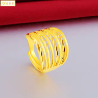 Women's Index Finger Adjustable Fashion Korean Pure Copy Real 18k Yellow Gold 999 24k New Opening Ring Does Not Fade for a Long