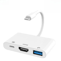 Suitable for Lightning to HDMI Adapter for iPhone iPad to TV Dual USB OTG Adapter iPhone Adapter for