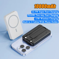 10000mAh Magnetic Wireless Power Bank Portable 22.5W Fast Charger Mini Powerbank External Battery Pack for iPhone Xiaomi Huawei