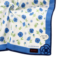 【CLATHAS】山茶花與小碎花純綿帕巾(藍色)