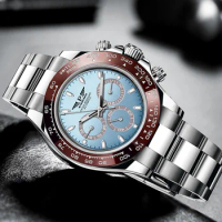 PINDU design ceramic bezel men's automatic watch Luxurys chronograph stainless steel mechanical waterproof watch men PK PD-1664