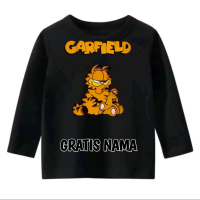 Baju Anak Kaos GARFIELD Atasan Lengan Panjang Gratis Nama-Fashion Anak