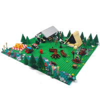 MOC building blocks camping picnic equipment Tent camp light grill Egg roll table Folding chair Building blocks toys