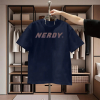 Áo Thun Nam Ngắn Tay, Chất Liệu Cotton, In Chữ NERDY, Hợp Xu hướng Mùa Hè, Phong Cách Thường Ngày Áo