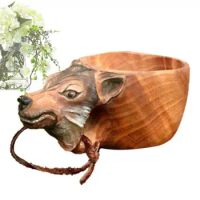 Animal Wooden Cup Camping Wood Drinking Cup Garden Table Top Desk Cabinet Decorations For Home Outdoor Water Drinking Supplies