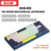 B.O.W G08 Mechanical Keyboard Bluetooth Wired Wireless Three Mode Hot Swappable 84 Key Charging RGB Backlit Gaming keyboard