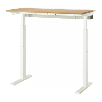 MITTZON 升降式工作桌, 電動 實木貼皮, 橡木/白色