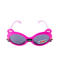 【Z-POLS】兒童用橡膠軟質彈性舒適可愛桃紅紫設計 頂級Polarized偏光抗UV400紫外線太陽眼鏡(兒童偏光眼鏡)