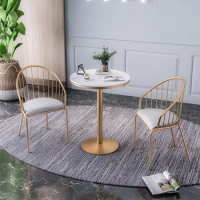 Marble Dining-Table Modern Minimalist Dining Tables and Chairs Set round Table Home Dining Table Light Luxury Iron Restaurant