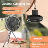 10000mAh Mini Fan Type-c Rechargeable Portable Fan Outdoor Camping Ceiling Fan Chandelier Timing Powerbank Tripod Lamp Multitool
