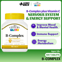 21st Century, B Complex Plus Vitamin C, Energy Support, Vitamin Supplement, 100 Tablets