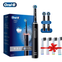 Oral B Pro 4 Ultra Electric Toothbrush Deep Clean 3D Rotary Adult Tooth Brush Pressure Sensor With 4 Gift Replacement Heads Free